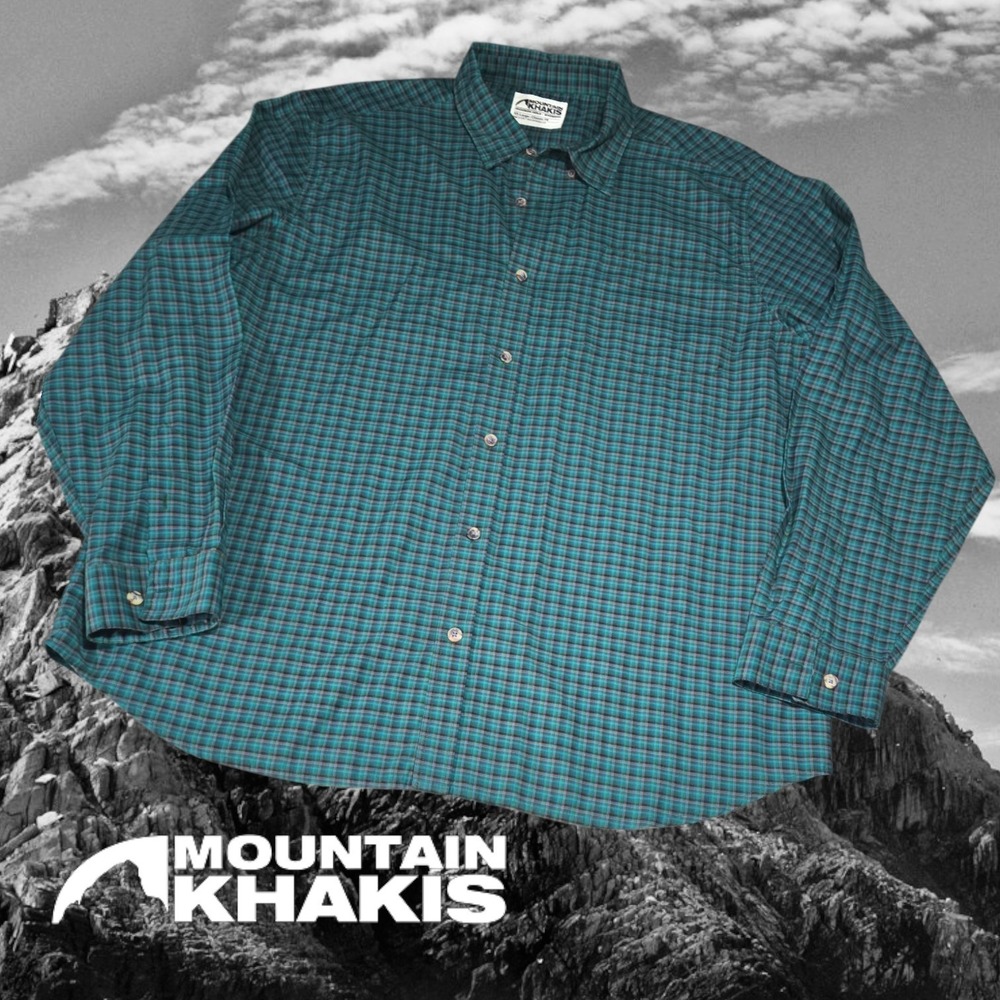 Mountain Khakis Men's Spaulding LS Button Up Shirt Twilight Green Plaid XXL